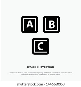 Abc, Blocks, Basic, Alphabet, Knowledge Solid Black Glyph Icon