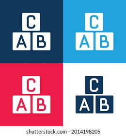 ABC Bloquea el azul y el rojo cuatro colores conjunto de iconos mínimo