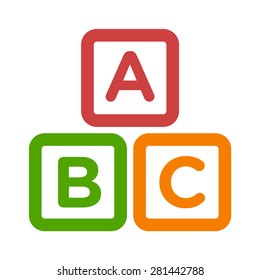 ABC Blocks / ABC Cubes Child Education Line Art Vector Icon For Education Apps And Websites
