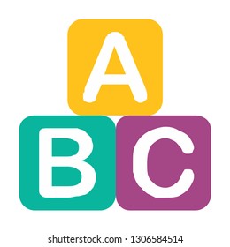 ABC blocks flat icon. Alphabet cubes with A B C letters in flat - Vector 