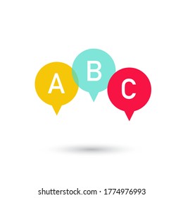ABC blocks flat icon. Alphabet cubes with A,B,C letters in flat