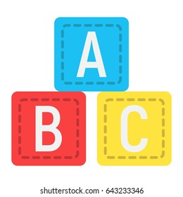 ABC blocks flat icon, alphabet cubes and education, vector graphics, a colorful solid pattern on a white background, eps 10.