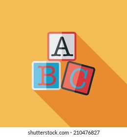 ABC blocks flat icon with long shadow,eps10