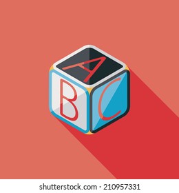 ABC blocks flat icon with long shadow,EPS 10