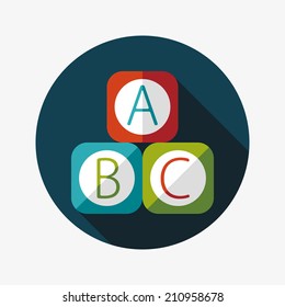 ABC blocks flat icon with long shadow,EPS 10