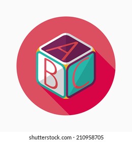 ABC blocks flat icon with long shadow,EPS 10