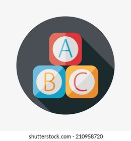 ABC blocks flat icon with long shadow,EPS 10