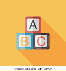 ABC blocks flat icon with long shadow,EPS 10
