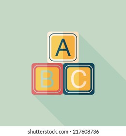 ABC blocks flat icon with long shadow,EPS 10