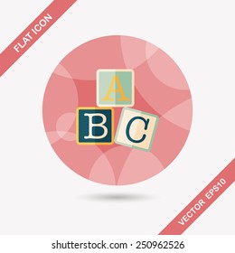 ABC blocks flat icon with long shadow,eps10