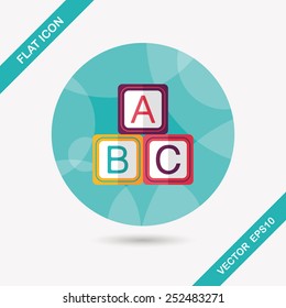 ABC blocks flat icon with long shadow,EPS 10