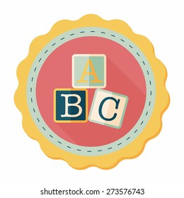 ABC blocks flat icon with long shadow,eps10