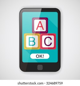 ABC blocks flat icon with long shadow,EPS 10