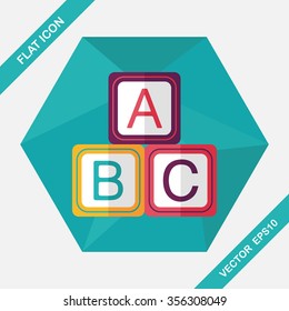 ABC blocks flat icon with long shadow,EPS 10