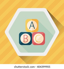 ABC blocks flat icon with long shadow,EPS 10