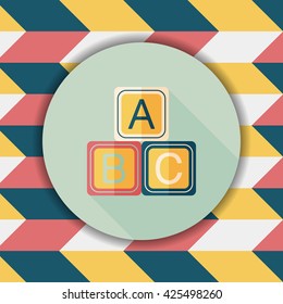 ABC blocks flat icon with long shadow,EPS 10