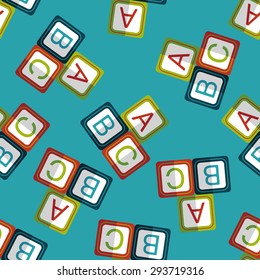 ABC blocks flat icon,EPS 10 seamless pattern background