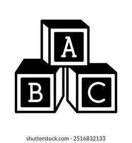 Ícone de glifo de blocos ABC, ilustração de vetor