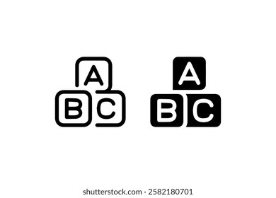 ABC Blocks Icon in Outline and Solid Vector