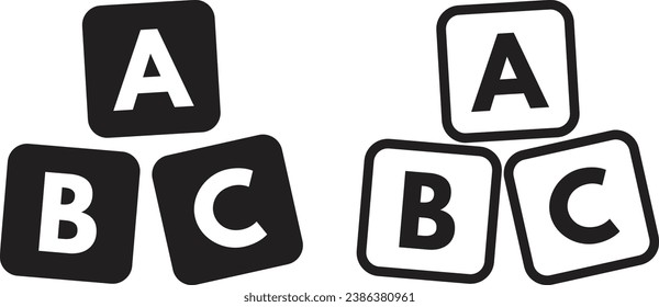 Abc blocks icon set vector isolated on white background for school child