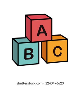 ABC Blocks letters Isolated. Line icon illustration