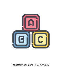 ABC blocks toy color line icon. Toy cubes vector outline colorful sign.