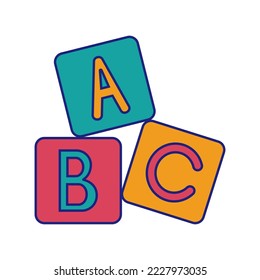 ABC Blocks Toy Icon Flat Design Vector