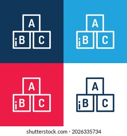 Conjunto de iconos mínimo de cuatro colores azul y rojo Abc