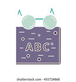 ABC book and glasses flat icon on white background