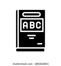 vector de icono de glifo de libro de abc. signo del libro de abc. símbolo de contorno aislado ilustración negra