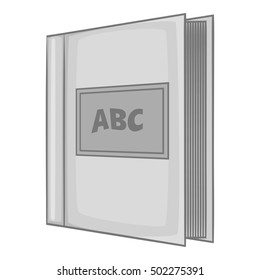 ABC book icon. Gray monochrome illustration of ABC bookvector icon for web