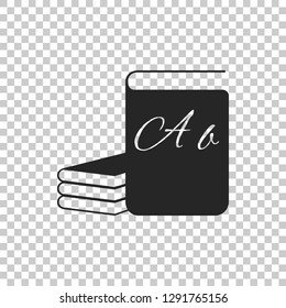 ABC book icon isolated on transparent background. Dictionary book sign. Alphabet book icon. Flat design. Vector Illustration