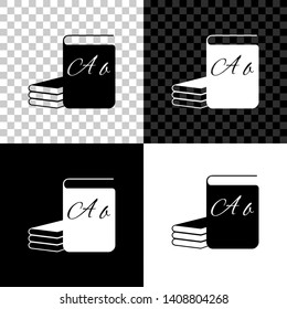 ABC book icon isolated on black, white and transparent background. Dictionary book sign. Alphabet book icon. Vector Illustration