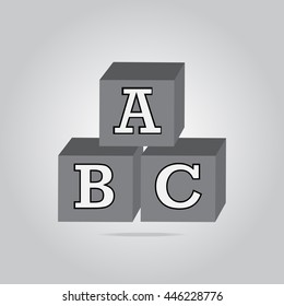 ABC building block icon, Cubes alphabet sign