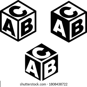 ABC building blocks on white background. alphabet cubes sign. baby block alphabet symbol. flat style. 