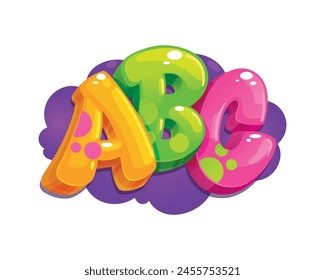 Abc cartoon kids illustration inscription 