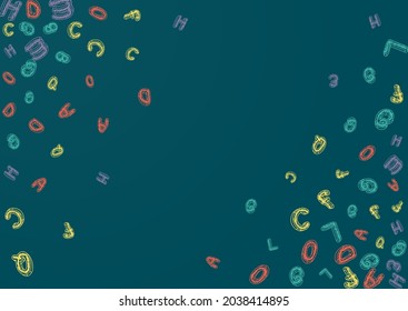 Abc Chalkboard Vector Green Background. Font Artwork Art. Writing Drawn School Board Pattern. Education Cover.