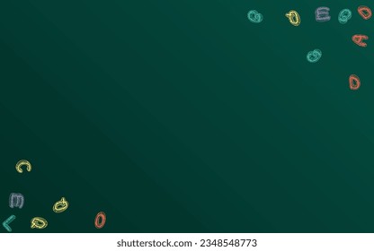 Abc Chalkboard Vector Green Background. Drawn Decorative Cover. Writing Doodle Blackboard Type. Artwork Texture.
