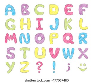 ABC. Colorful kids funny alphabet. Vector