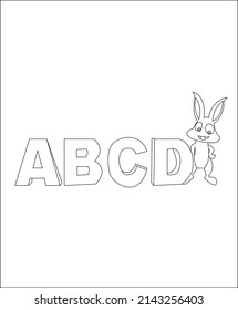 ABC Coloring page, coloring book page, coloring page for kids, line art, vector art