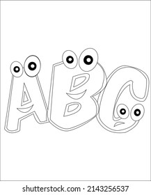 ABC Coloring page, coloring book page, coloring page for kids, line art, vector art