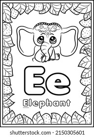 ABC coloring page, letter E for kids