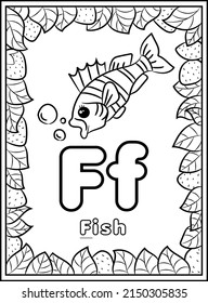 Abc Coloring Page Letter F Kids Stock Vector (Royalty Free) 2150305835 ...