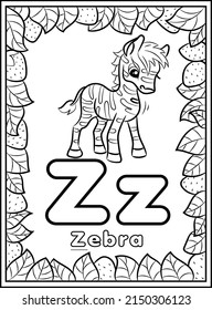 ABC coloring page, letter Z for kids