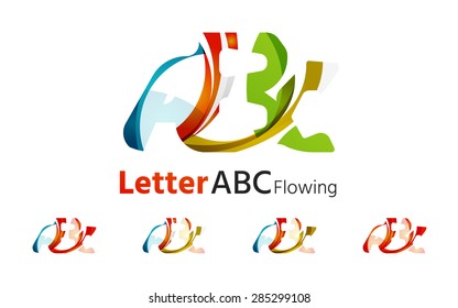 Abc company logo set. Vector illustration. Made of overlapping wave elements, abstract composition. Font business icon concept