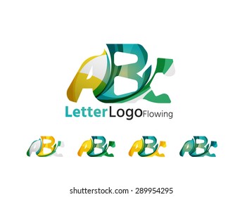 Abc company logo set. Vector illustration. Made of overlapping wave elements, abstract composition. Font business icon concept