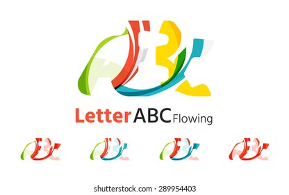 Abc company logo set. Vector illustration. Made of overlapping wave elements, abstract composition. Font business icon concept