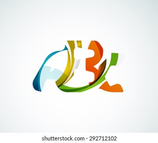 Logo de la empresa Abc. Ilustración vectorial. Hecho de elementos de onda superpuestos, composición abstracta. Concepto de icono de negocio de tipos de letra