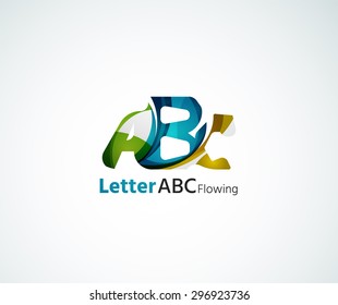 Logo da empresa Abc. Ilustração vetorial. Feito de elementos de onda sobrepostos, composição abstrata. Conceito de ícone comercial de fonte