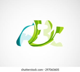 Firmenlogo von Abc. Vektorgrafik. Hergestellt aus überlappenden Wellenelementen, abstrakter Komposition. Symbol für Schriftverkehr